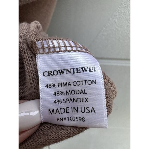 Vintage Y2K Crown Jewel Brown Henley short sleeve Tshirt Sz M Pima Cotton Modal - Picture 7 of 9